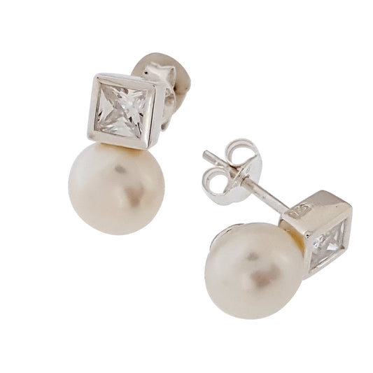 White Pearl Stud Earrings