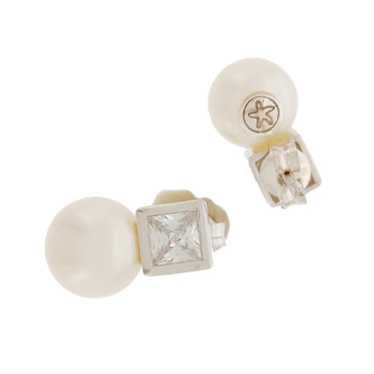 Silver Pearl Stud Earrings "Meghan"