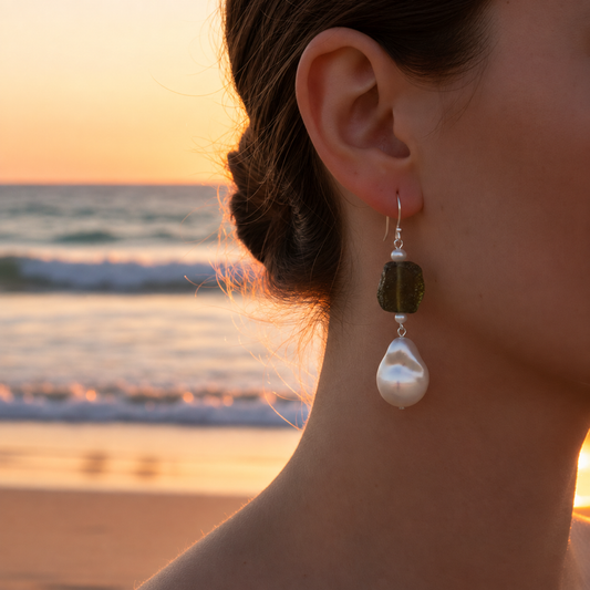 Empress Juno Earrings | Ancient Roman Glass Earrings | Australian Designer Pearl Jewellery