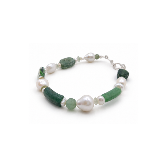 Flora Verde Bracelet | Ancient Roman Glass | Australian Designer Pearl Jewellery