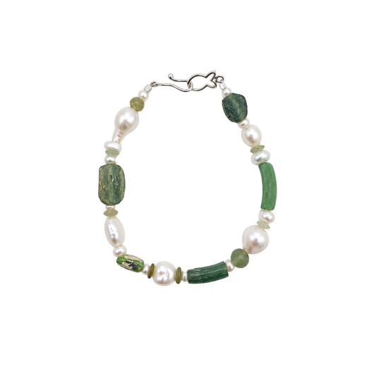 Flora Verde Bracelet | Ancient Roman Glass | Australian Designer Pearl Jewellery