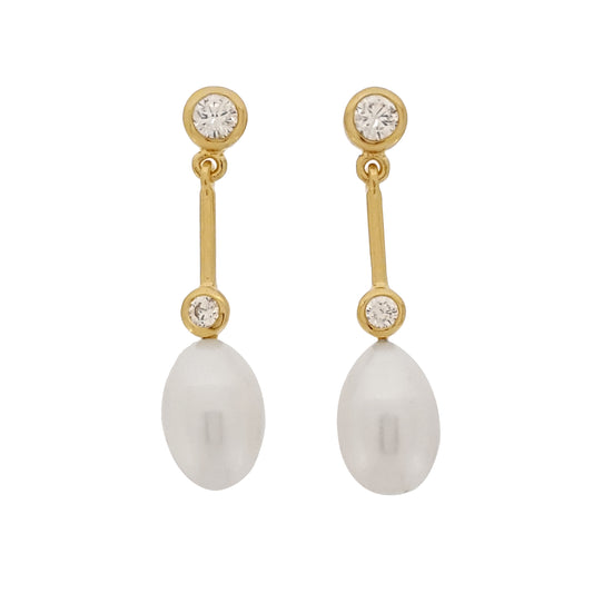 Freshwater Pearl Earrings "After 8" Gold