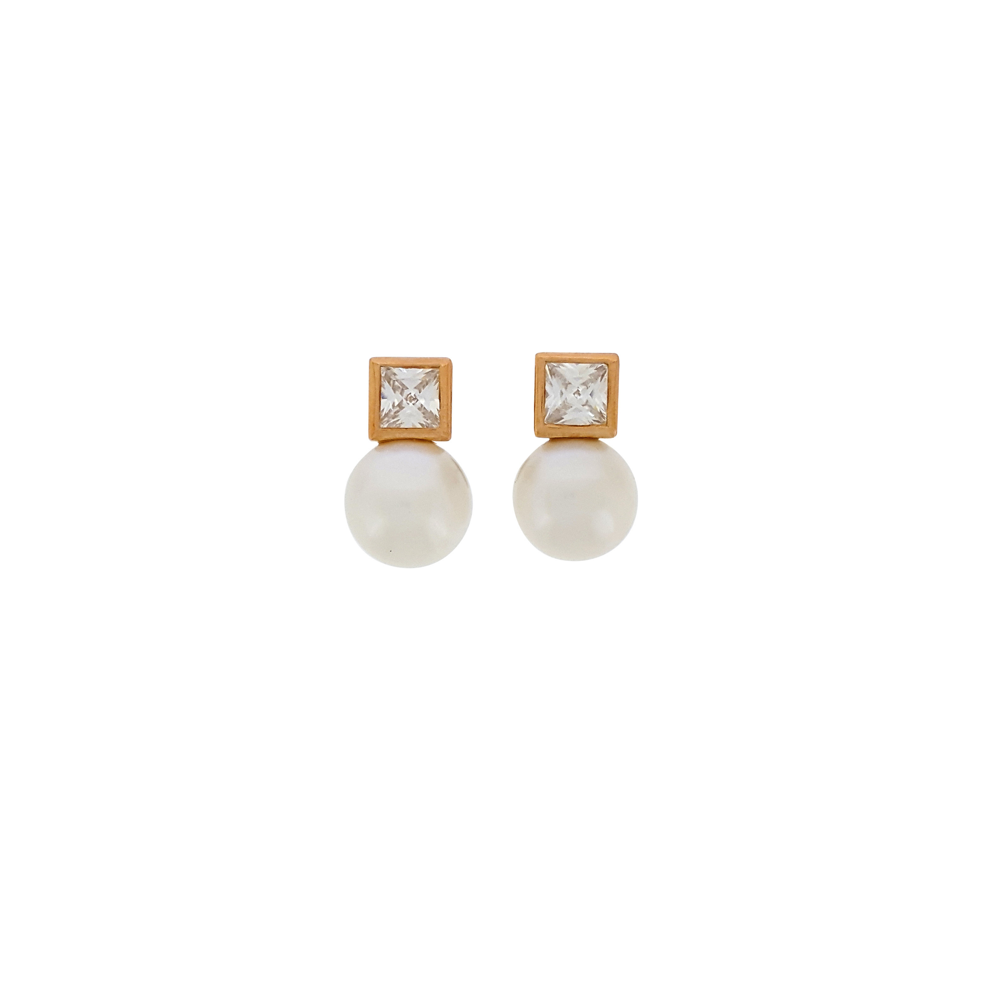 Gold Pearl Stud Earrings "Meghan" | The Courthouse Collection | Australian Designer Pearl Jewellery
