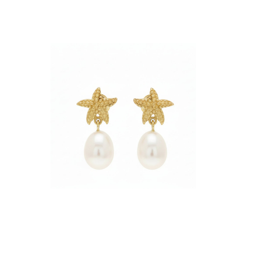 Gold Starfish Pearl Earrings | The Courthouse Collection | Australian Designer Pearl Jewellery