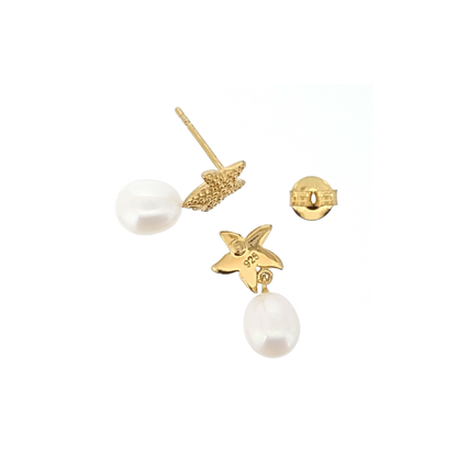 Gold Starfish Pearl Earrings | The Courthouse Collection | Australian Designer Pearl Jewellery