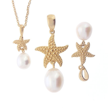 Pearl Pendant 'Starfish Gold' White | The Courthouse Collection | Australian Designer Pearl Jewellery