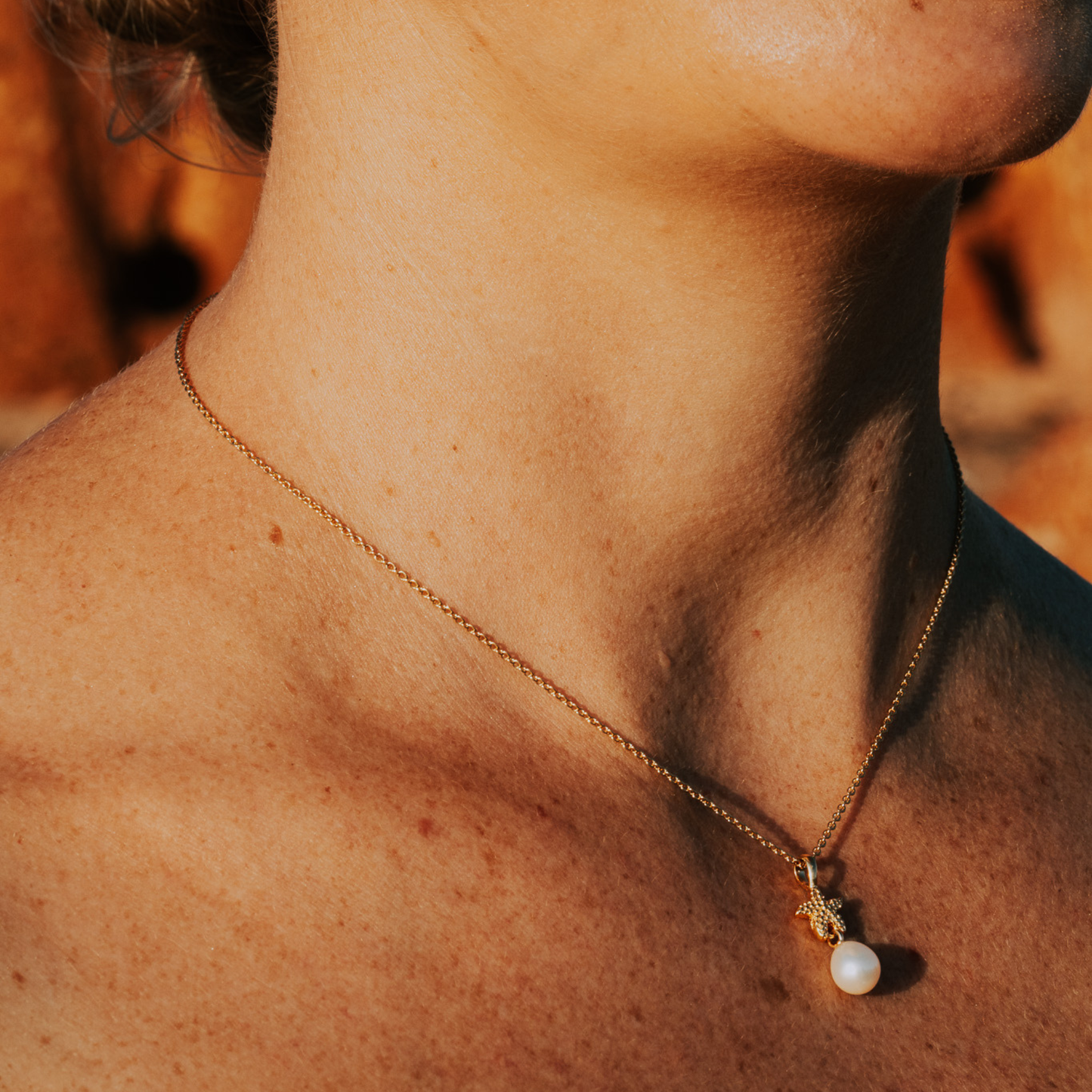 Pearl Pendant 'Starfish Gold' White | The Courthouse Collection | Australian Designer Pearl Jewellery