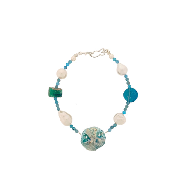 Ancient Glass & Pearl Bracelet 'Ancient Apatite' | The Courthouse Collection