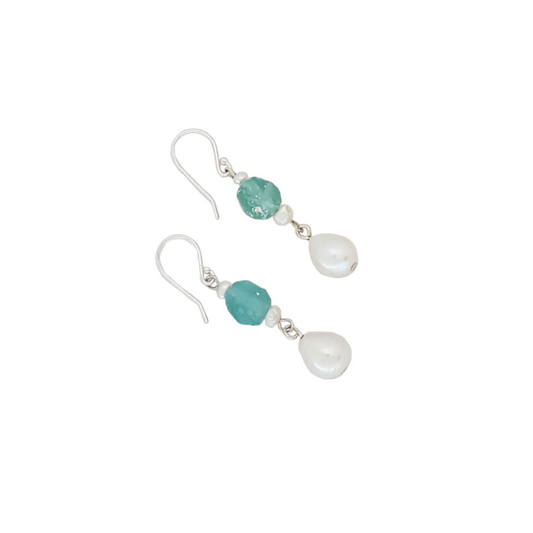 Juno's Little Sister Earrings | Ancient Roman Glass Earrings | Australian Designer Pearl Jewellery