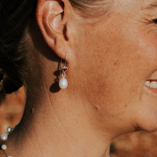 Silver Pearl Heart Earrings | The Courthouse Collection | Australian Designer Pearl Jewellery