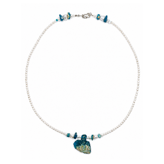 Apatite Glass Necklace Freshwater Pearls | The Courthouse Collection | Australian Designer Jewellery