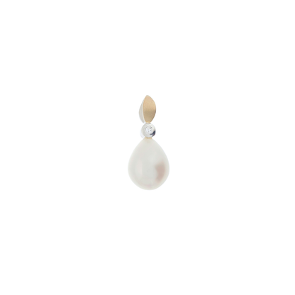 Cubic Zirconia Pendant Pearl "Sparkling Leaf" | Australian Designer Pearl Jewellery