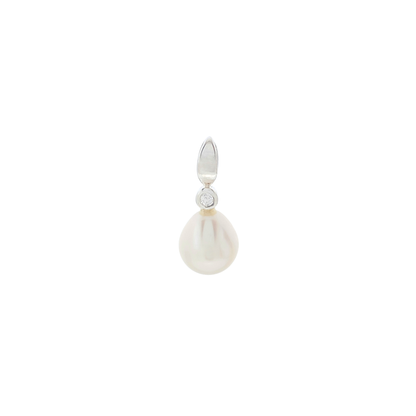 Cubic Zirconia Pendant Pearl "Sparkling Leaf" | Australian Designer Pearl Jewellery