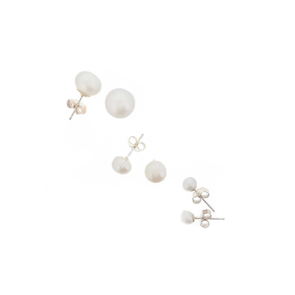Pearl Earrings Studs White | The Courthouse Collection  | Australian Designer Pearl Jewellery