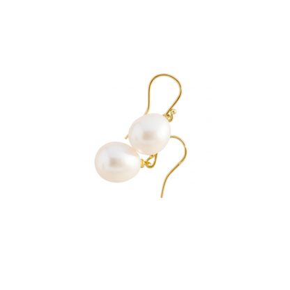 Pearl Earrings Gold Hook White Drops | The Courthouse Collection | Australian Designer Pearl Jewellery
