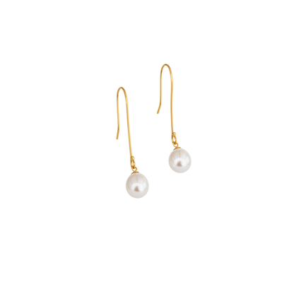 Pearl Earrings Gold Hook White Drops | The Courthouse Collection | Australian Designer Pearl Jewellery