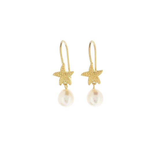 Pearl Starfish Earrings Gold | The Courthouse Collection | Australian Designer Pearl Jewellery