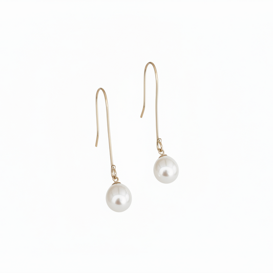 Pearl Hook Earrings gold 9ct "Gold Hook" | The Courthouse Collection | Australian Designer Pearl Jewellery