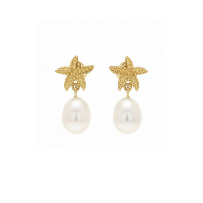 Gold Starfish Pearl Earrings | The Courthouse Collection | Australian Designer Pearl Jewellery