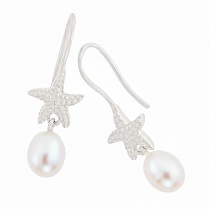 Pearl Starfish Earrings Silver | The Courthouse Collection | Australian Designer Pearl Jewellery