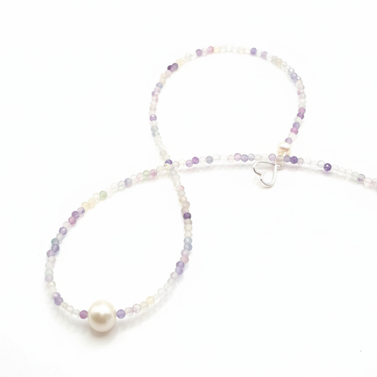 Pearl & Crystal Necklace 'Brigitte' Fluorite | The Courthouse Collection | Australian Designer Pearl Jewellery