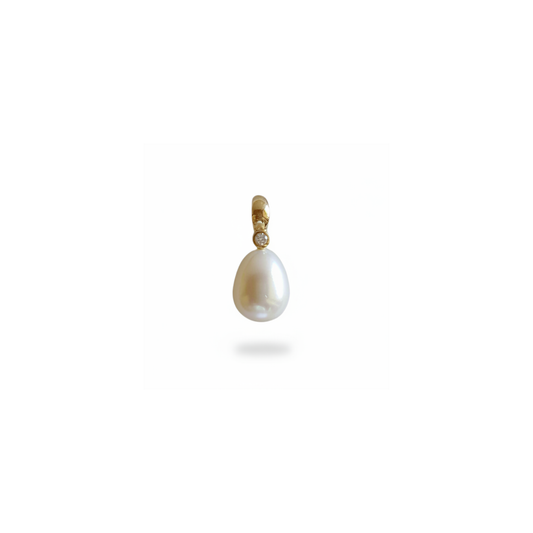 Pearl and Gold Pendant "Sparkling Leaf Drop" 9ct | The Courthouse Collection | Australian Designer Pearl Jewellery