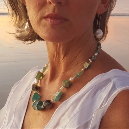 Roman Goddess Necklace | Ancient Roman Glass | Australian Designer Pearl Jewellery
