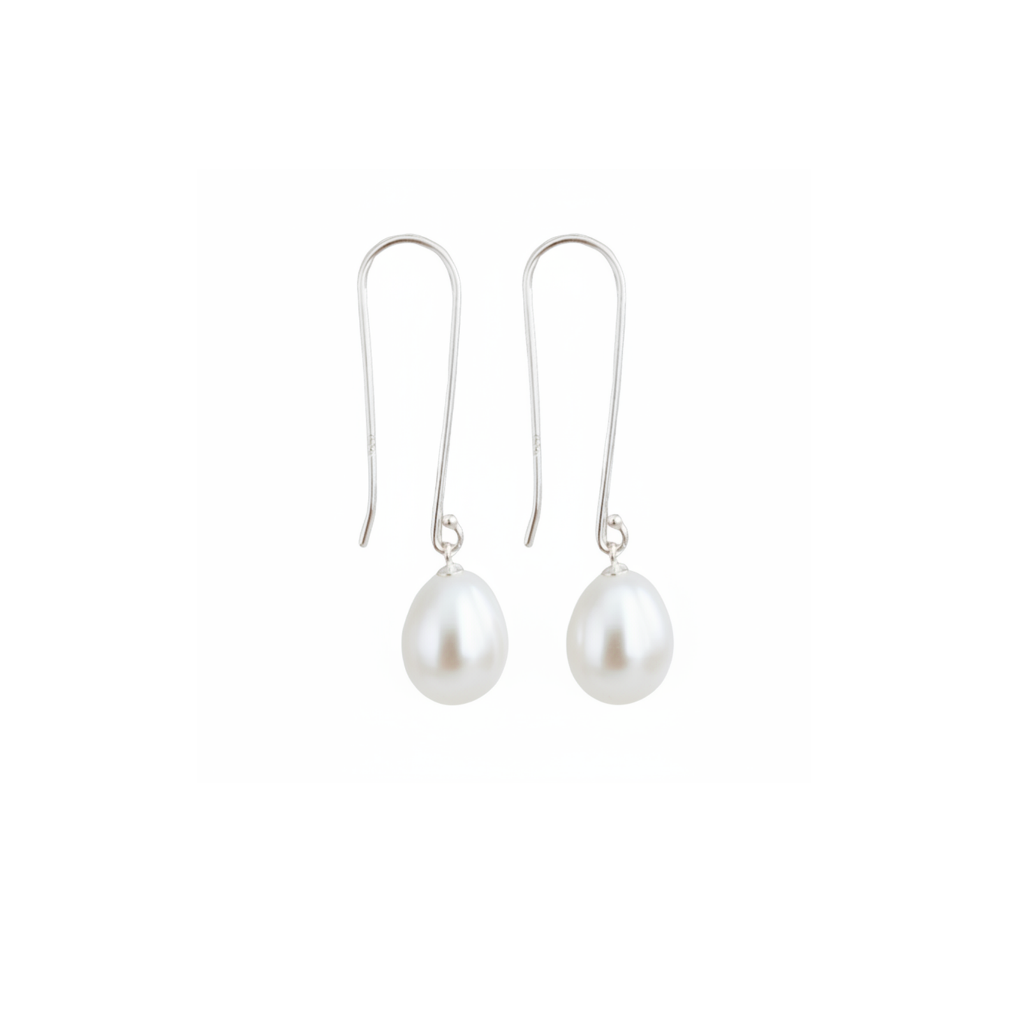 Silver Pearl Drop Earrings "Long Hook" | The Courthouse Collection | Australian Designer Pearl Jewellery