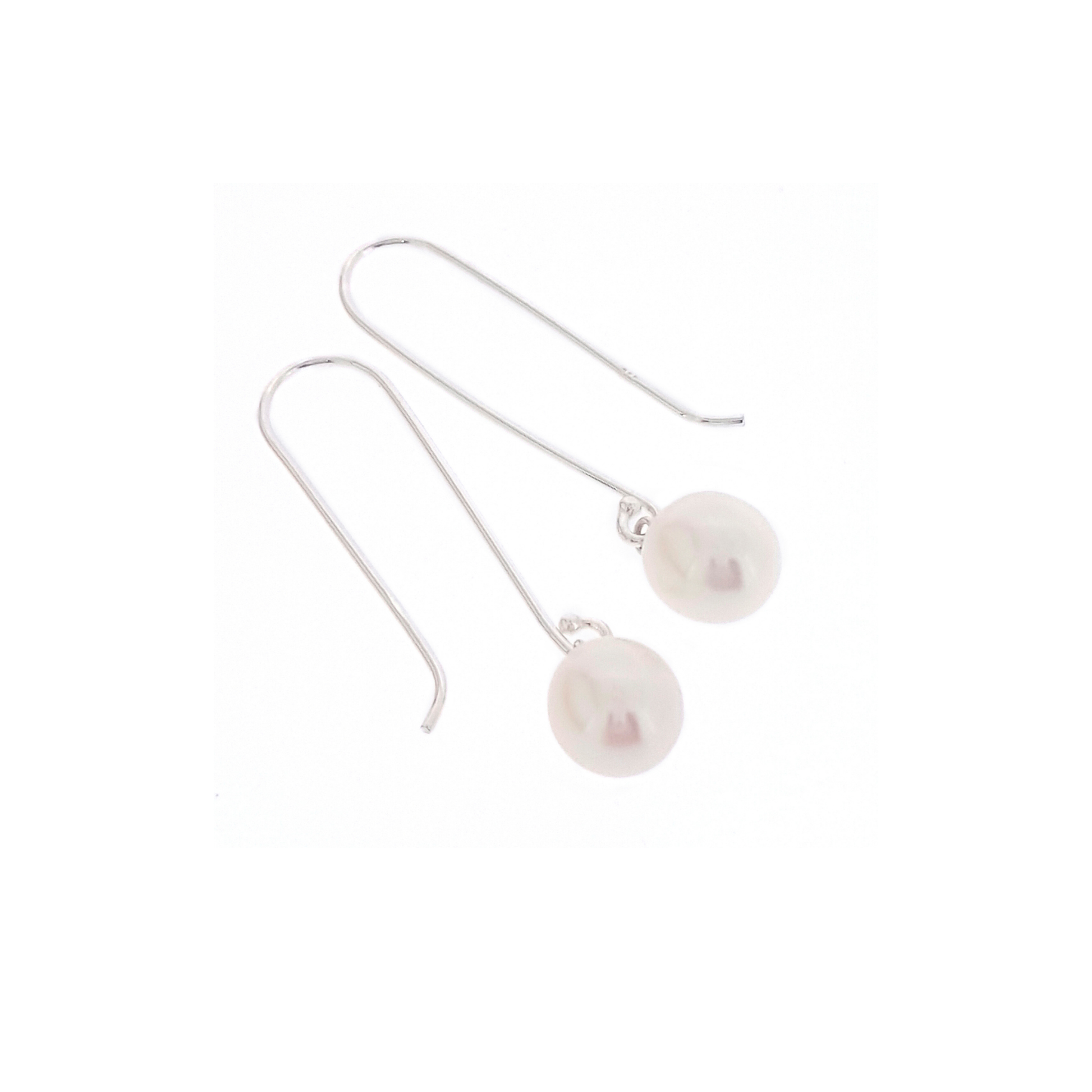 Silver Pearl Drop Earrings "Long Hook" | The Courthouse Collection | Australian Designer Pearl Jewellery