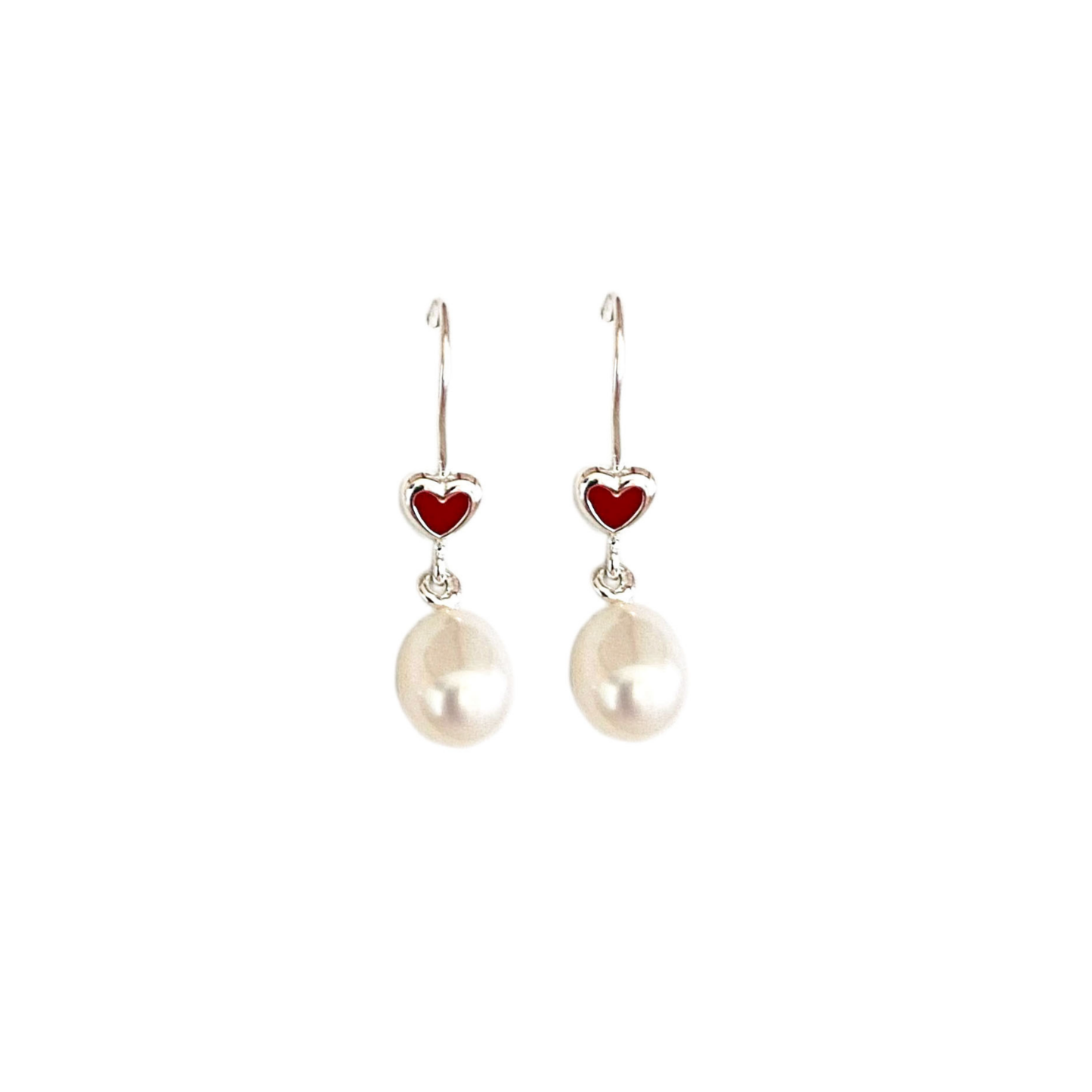 Silver Pearl Heart Earrings | The Courthouse Collection | Australian Designer Pearl Jewellery