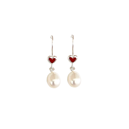 Silver Pearl Heart Earrings | The Courthouse Collection | Australian Designer Pearl Jewellery