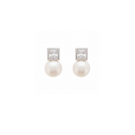 Silver Pearl Stud Earrings "Meghan" | The Courthouse Collection | Australian Designer Pearl Jewellery