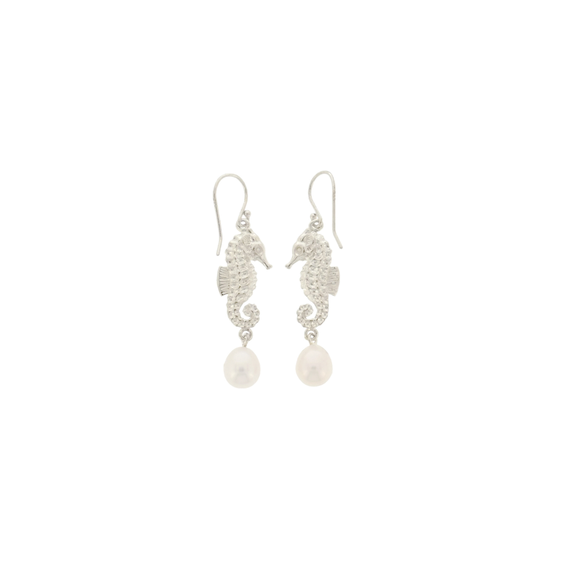 Pearl Earrings 'Seahorse' Silver | The Courthouse Collection | Australian Designer Pearl Jewellery