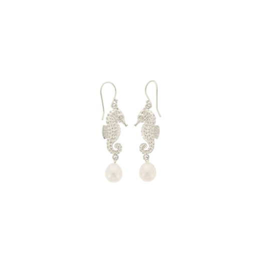 Pearl Earrings 'Seahorse' Silver | The Courthouse Collection | Australian Designer Pearl Jewellery
