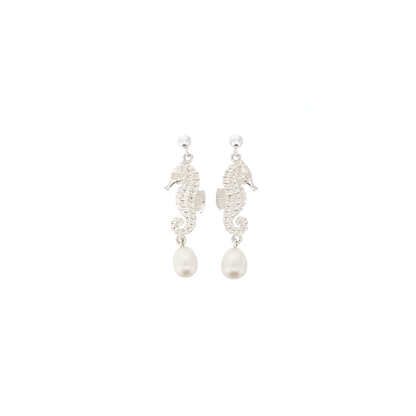 Pearl Earrings 'Seahorse' Silver | The Courthouse Collection | Australian Designer Pearl Jewellery
