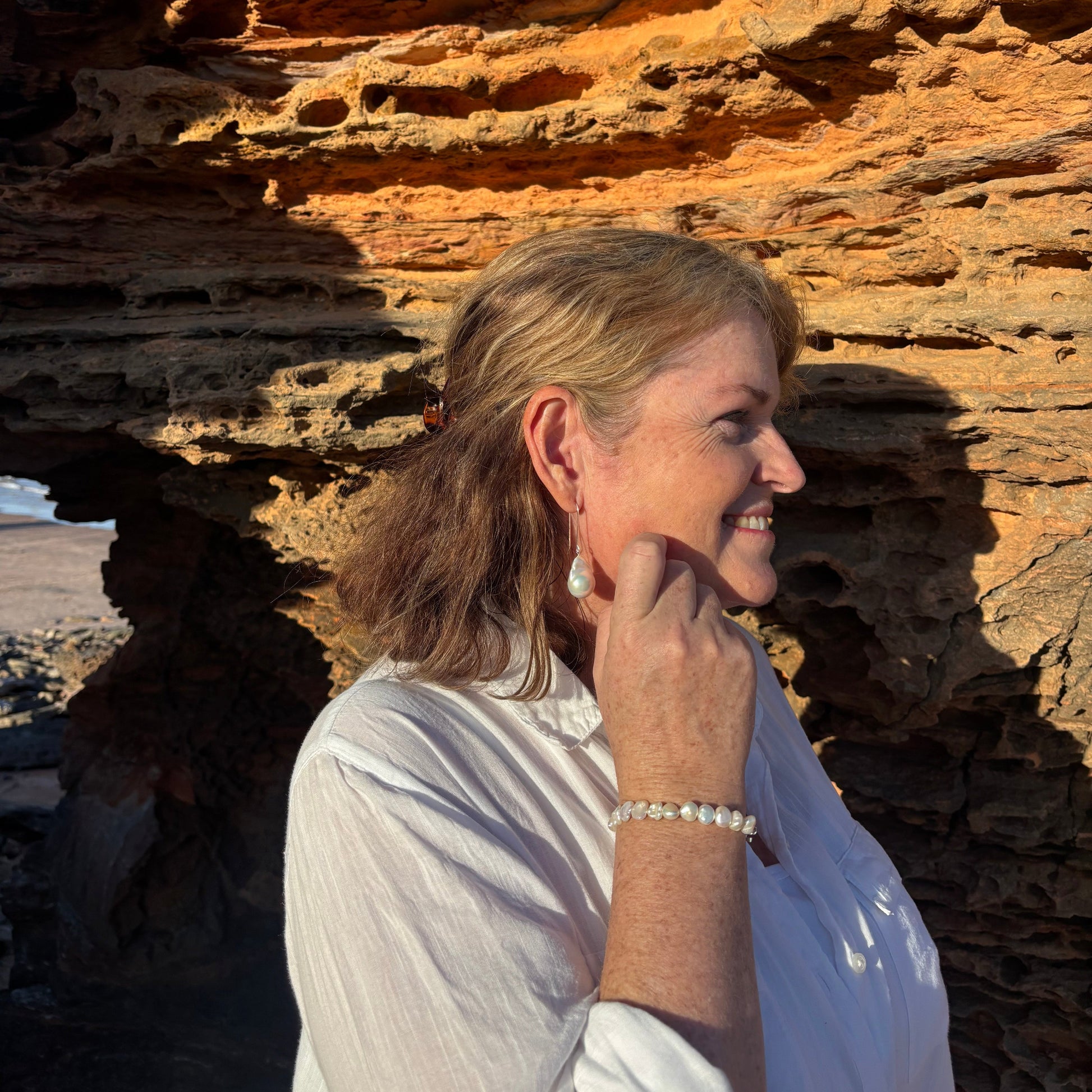 Silver Baroque Pearl Earrings | The Courthouse Collection | Australian Designer Pearl Jewellery