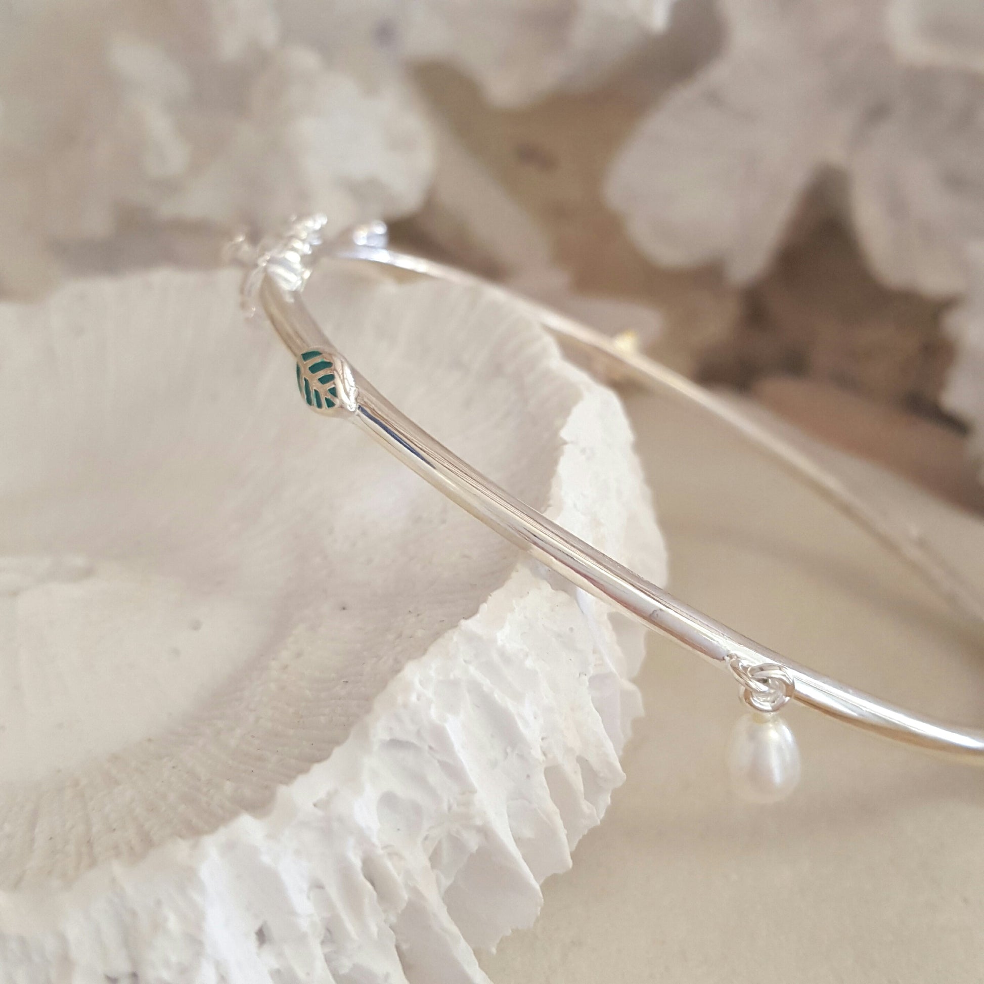 Silver Pearl Bangle 'Spring' | The Courthouse Collection | Australian Designer Pearl Jewellery