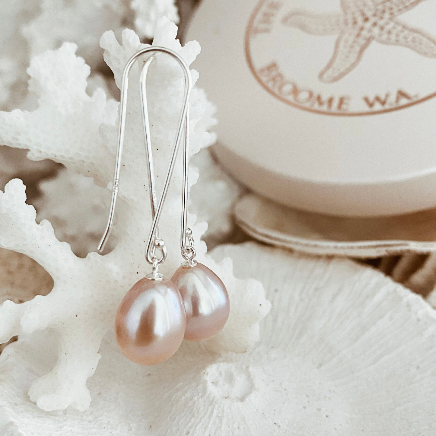 Silver Pearl Drop Earrings "Long Hook" | The Courthouse Collection | Australian Designer Pearl Jewellery