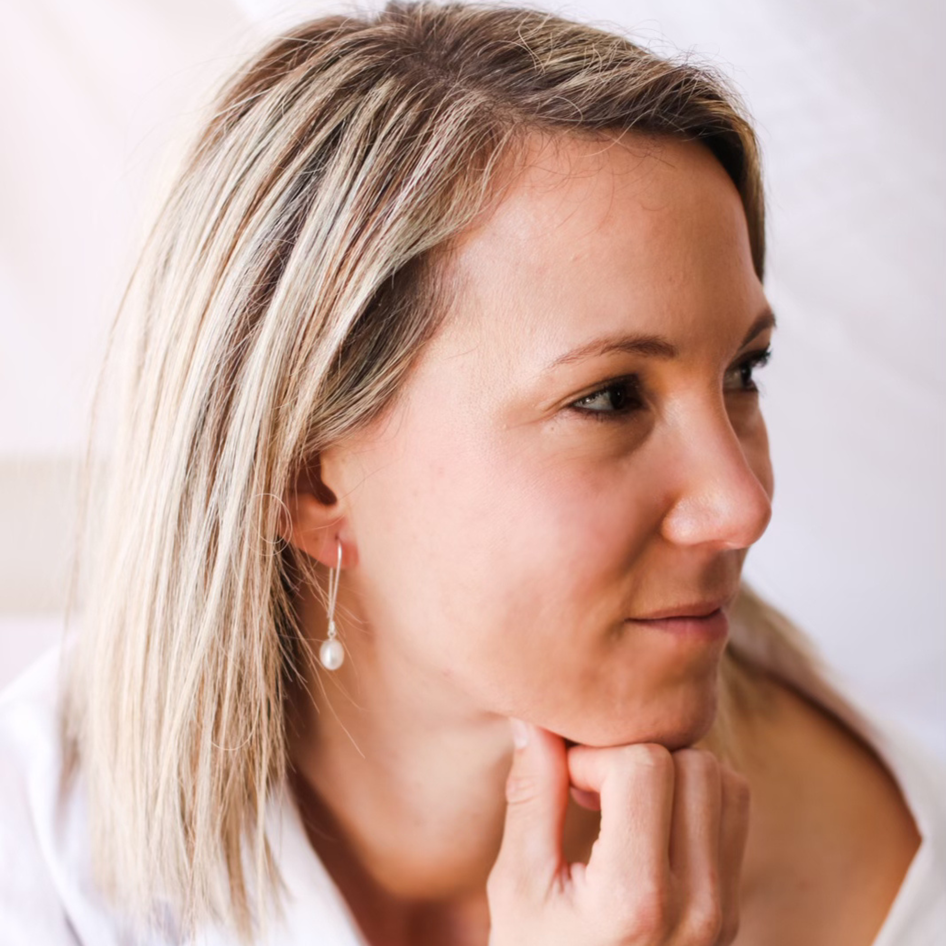 Silver Pearl Drop Earrings "Long Hook" | The Courthouse Collection | Australian Designer Pearl Jewellery