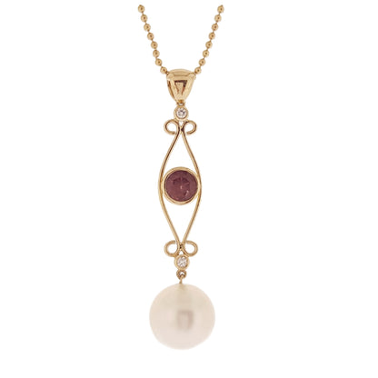 "Spinel Wine" South Sea Pearl Pendant  | The Courthouse Collection | Australian Designer Pearl Jewellery