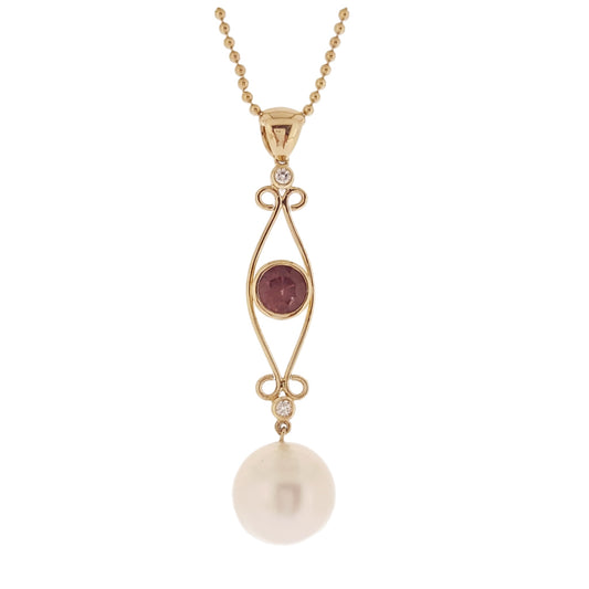 "Spinel Wine" South Sea Pearl Pendant  | The Courthouse Collection | Australian Designer Pearl Jewellery