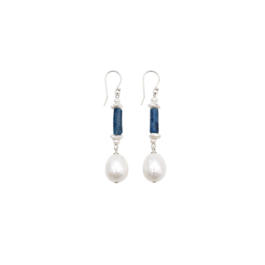 Roman Goddess Pearl Earrings Silver