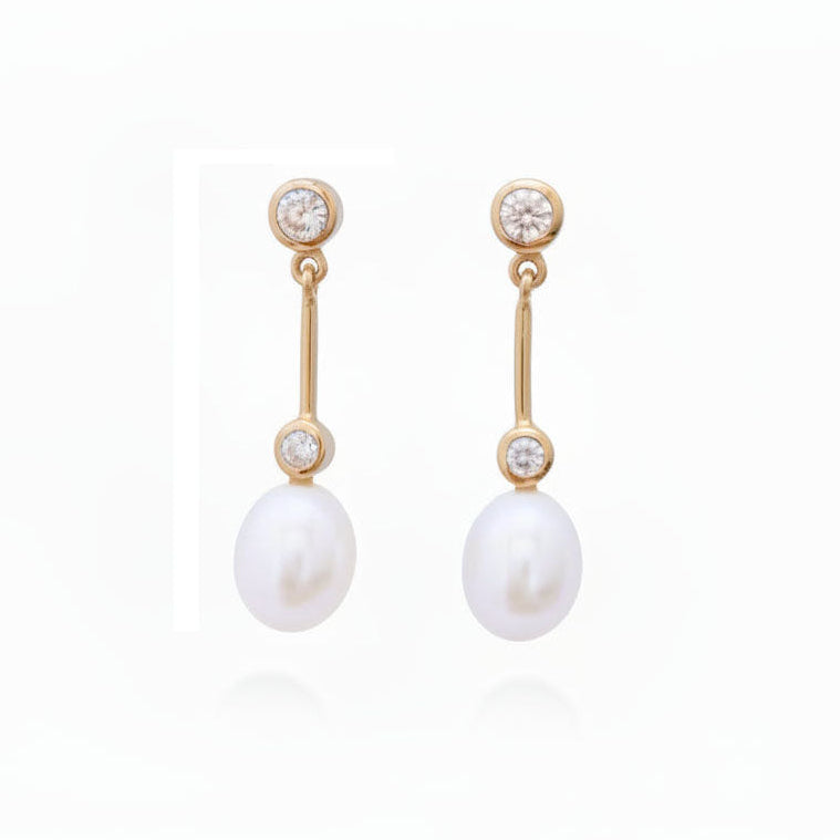 Freshwater Pearl Earrings "After 8" Gold | Australian Designer Pearl Jewellery