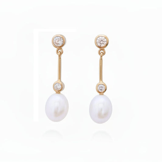 Freshwater Pearl Earrings "After 8" Gold