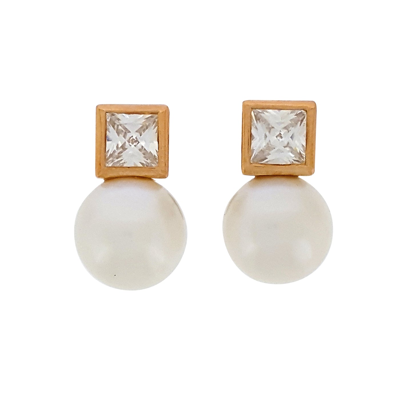 Gold Pearl Stud Earrings