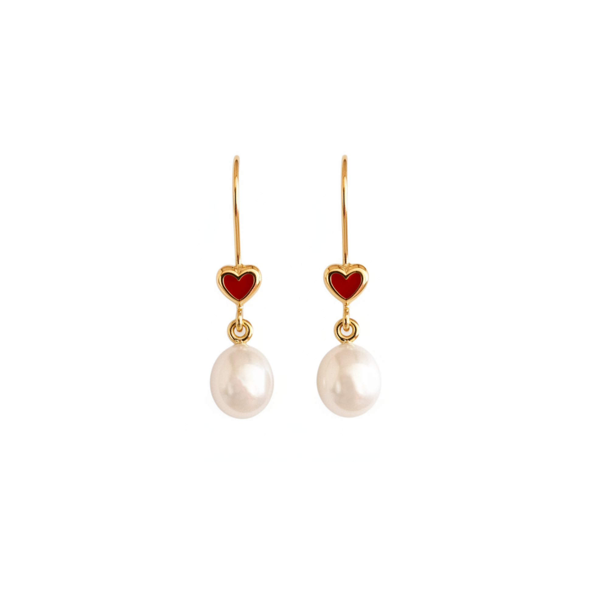 Gold Heart Pearl Earrings The Courthouse Collection