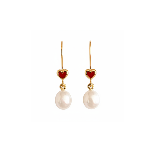 Gold Heart Pearl Earrings The Courthouse Collection
