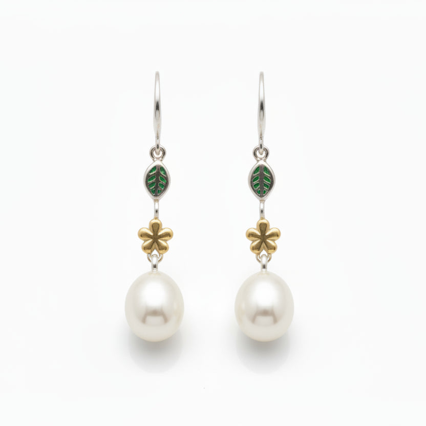 Leaf and Pearl Earrings | Australian Designer Pearl Jewellery