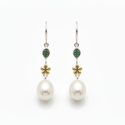 Leaf and Pearl Earrings | Australian Designer Pearl Jewellery