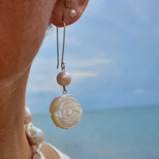 The Long Rose Earrings | The Courthouse Collection | Australian Designer Pearl Jewellery